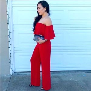 Forever 21 jumpsuit with off the shoulder sleeves